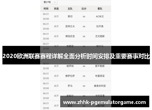 2020欧洲联赛赛程详解全面分析时间安排及重要赛事对比